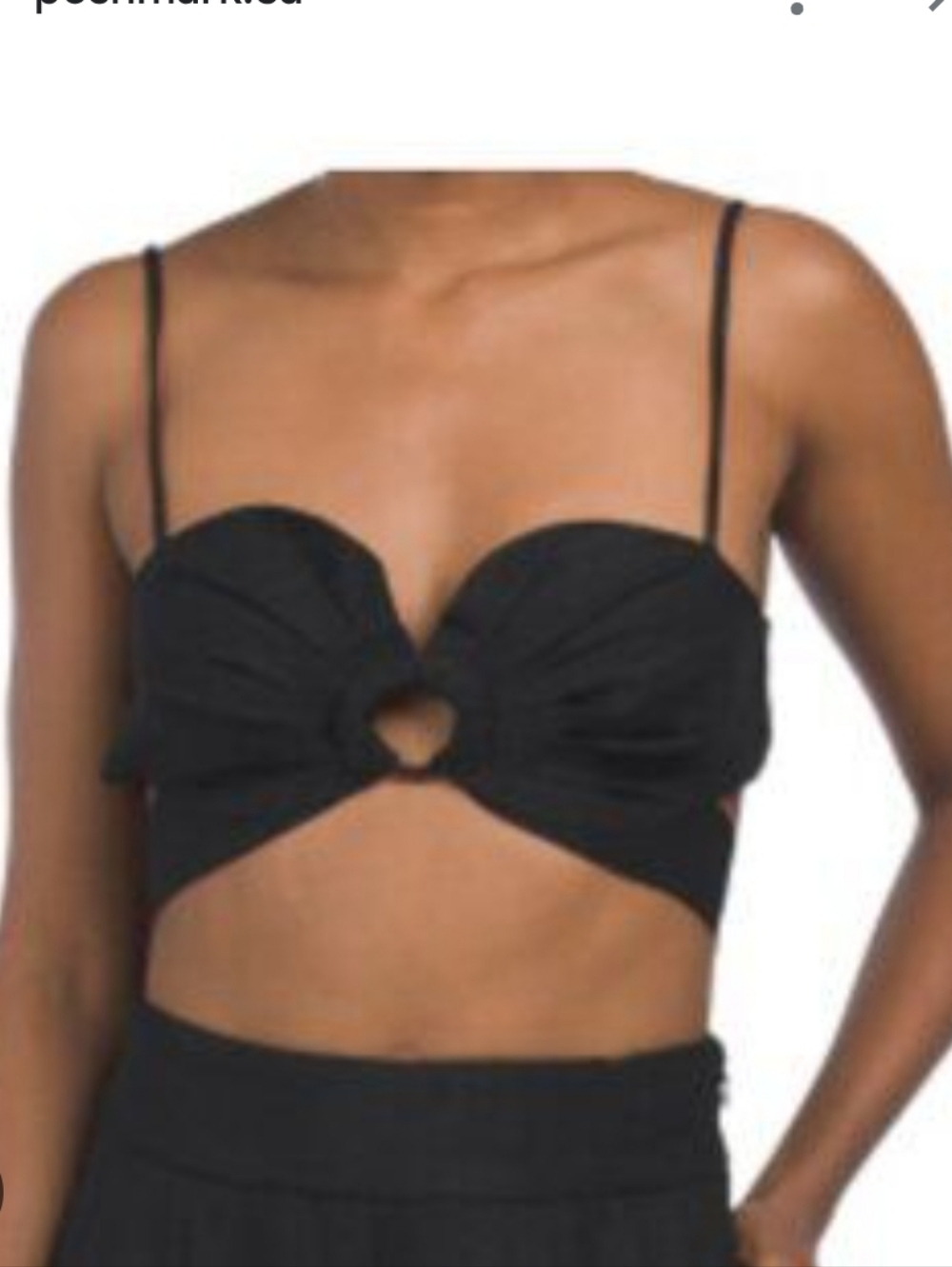 7 For All Mankind Black Cropped Tank Top with Adjustable Straps